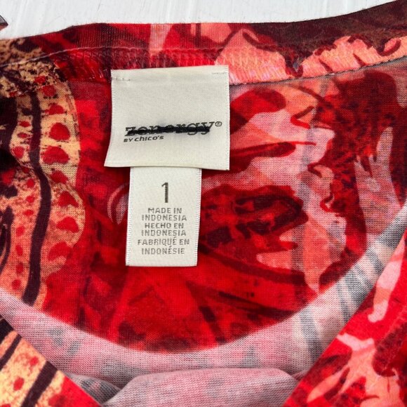 Chicos Womens Size 1 Small Paisley & Animal Print Long Sleeve Top - Picture 3 of 5